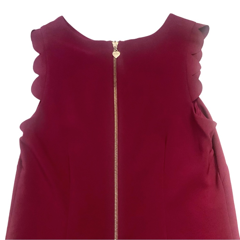 Betsey Johnson Scallop Shift Dress Sleeveless Pink Burgundy Short Feminine Work - Picture 6 of 11